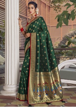 Dark Green Silk Saree